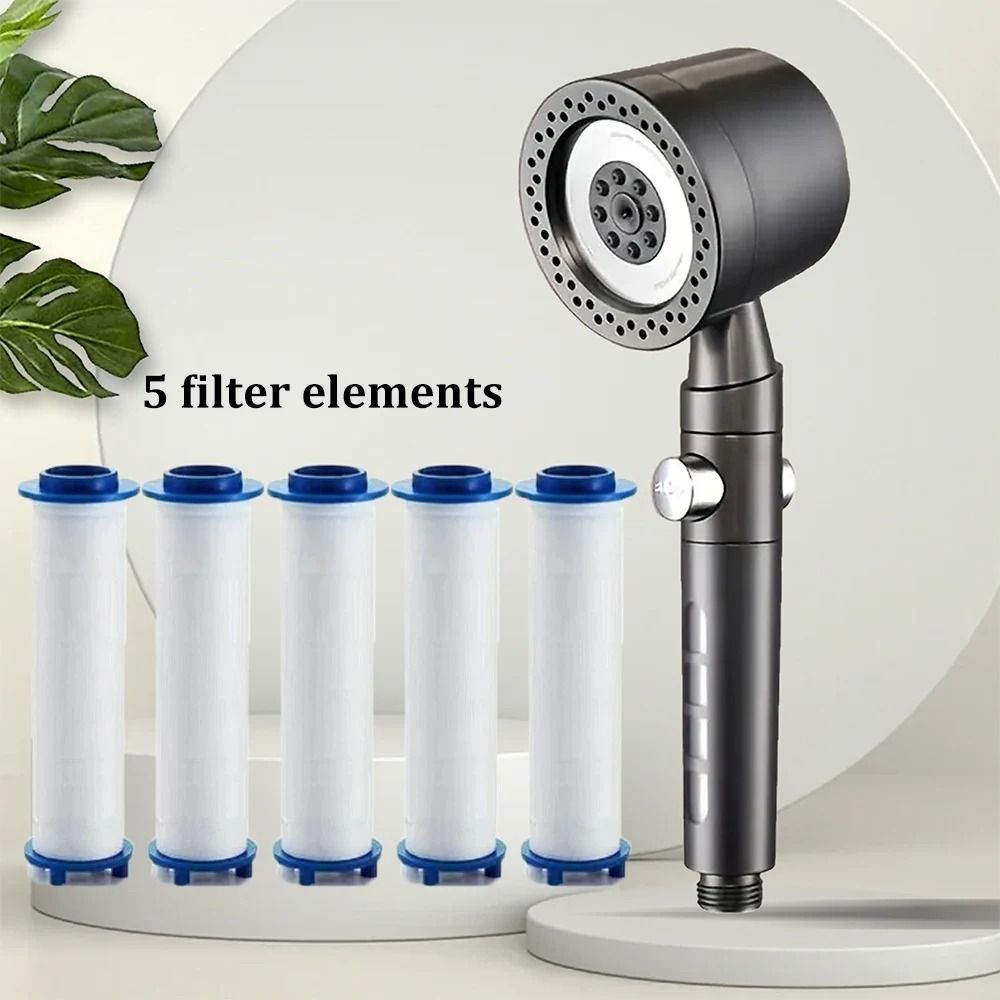 High Pressure Water Saving 5 Mode Handheld Shower Head With One Button Stop 19