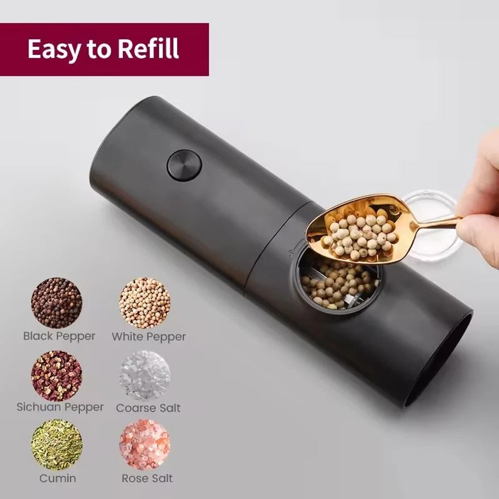 Electric Automatic Salt And Pepper Grinder Set With LED Light Adjustable Spice Mill 2