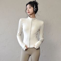 women long sleeve winter sports jacket zip fitness yoga top activewear
