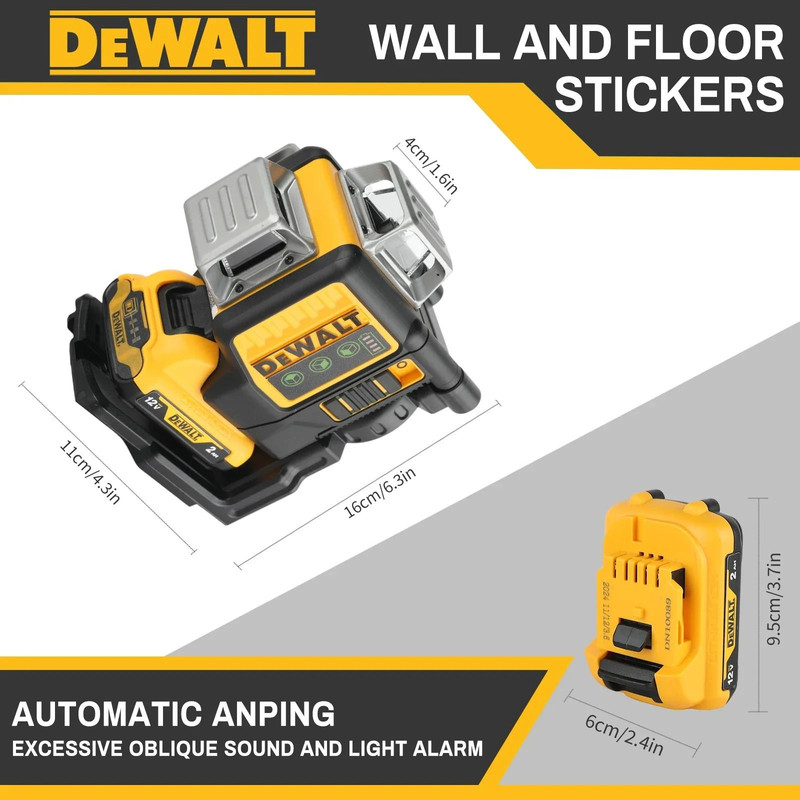 Dewalt DW089LG 12V Lithium Battery 3 X 360 Degree Green Line Laser Level 3