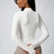 Women Solid Color Zipper Turtleneck Sports Jacket Long Sleeve Gym Top 0