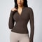 Women Solid Color Zipper Turtleneck Sports Jacket Long Sleeve Gym Top 10
