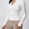 Women Solid Color Zipper Turtleneck Sports Jacket Long Sleeve Gym Top 1