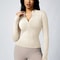 Women Solid Color Zipper Turtleneck Sports Jacket Long Sleeve Gym Top 14