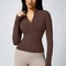 Women Solid Color Zipper Turtleneck Sports Jacket Long Sleeve Gym Top 16