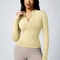 Women Solid Color Zipper Turtleneck Sports Jacket Long Sleeve Gym Top 21