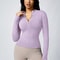 Women Solid Color Zipper Turtleneck Sports Jacket Long Sleeve Gym Top 22