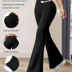 womens high waisted slim fit flared pants wide leg long black trousers for spring and summer