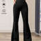 Womens High Waisted Slim Fit Flared Pants Wide Leg Long Black Trousers For Spring And Summer 3
