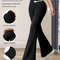 Womens High Waisted Slim Fit Flared Pants Wide Leg Long Black Trousers For Spring And Summer 6