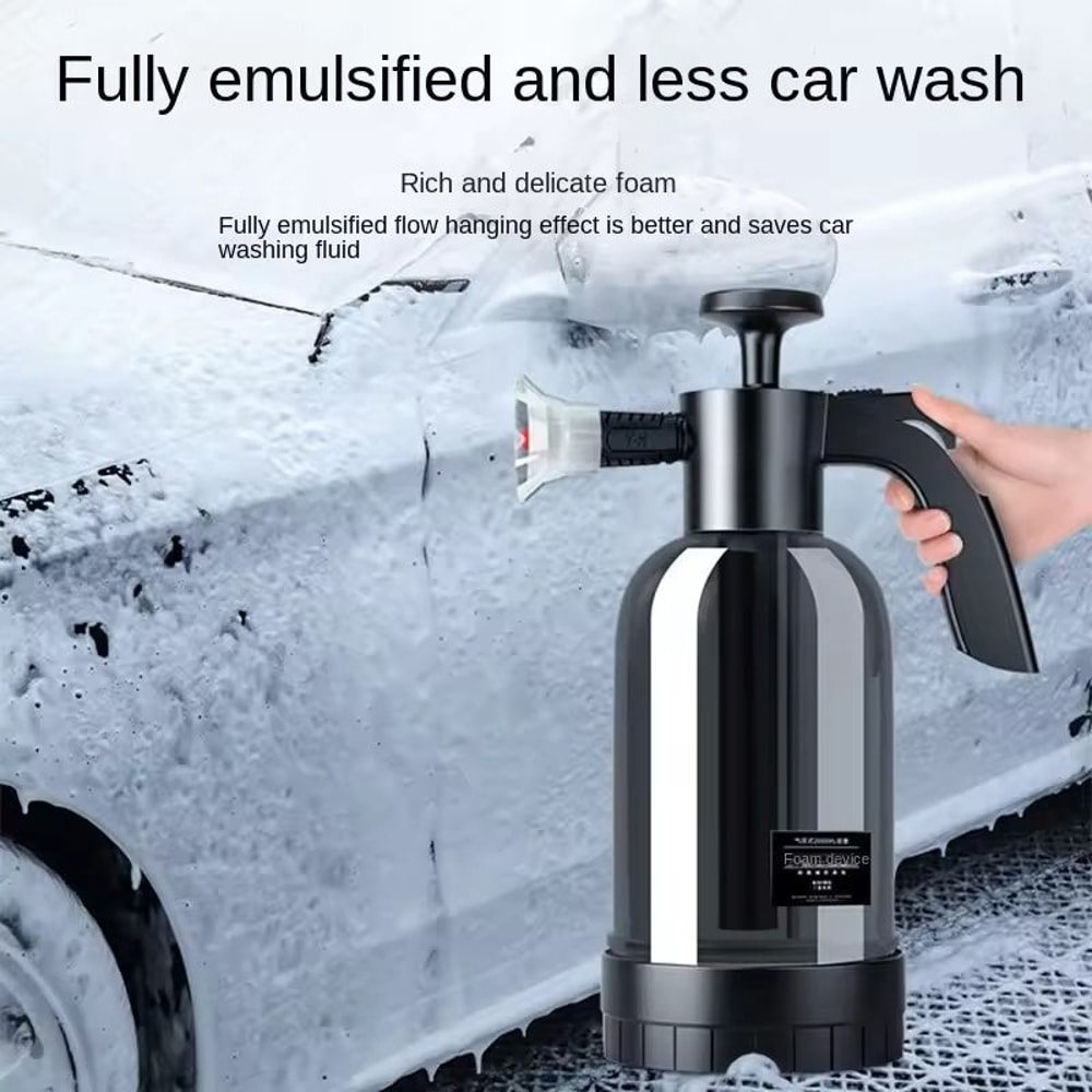 2L Hand Pump Foam Sprayer With 3 Detachable Nozzles Handheld Foam Cannon For Car Wash 2
