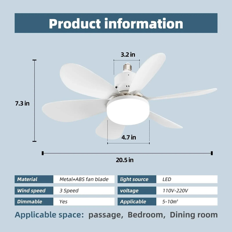 Ceiling Fan Light With Remote 205 In LED Fan For Kitchen Or Small Rooms 6