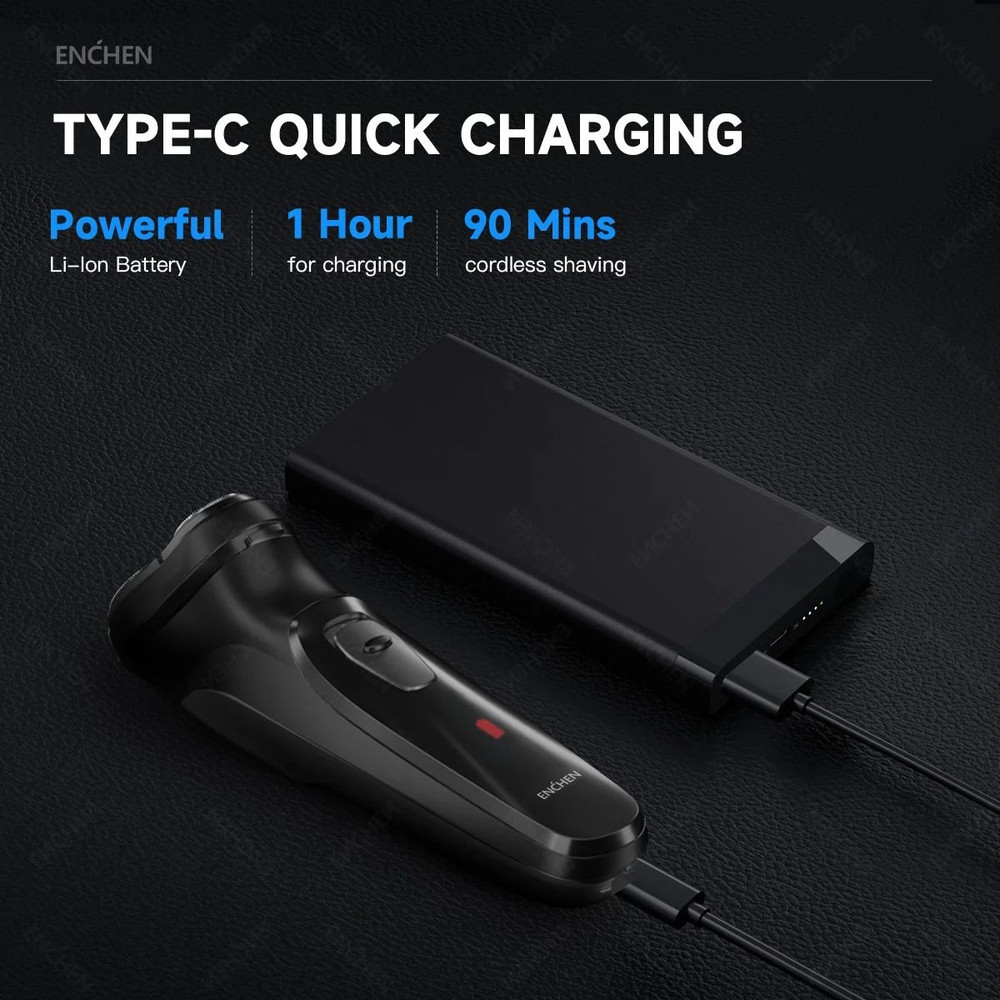 ENCHEN Blackstone Rotary Shaver For Men 3D Floating Blade USB Rechargeable Beard Machine 4