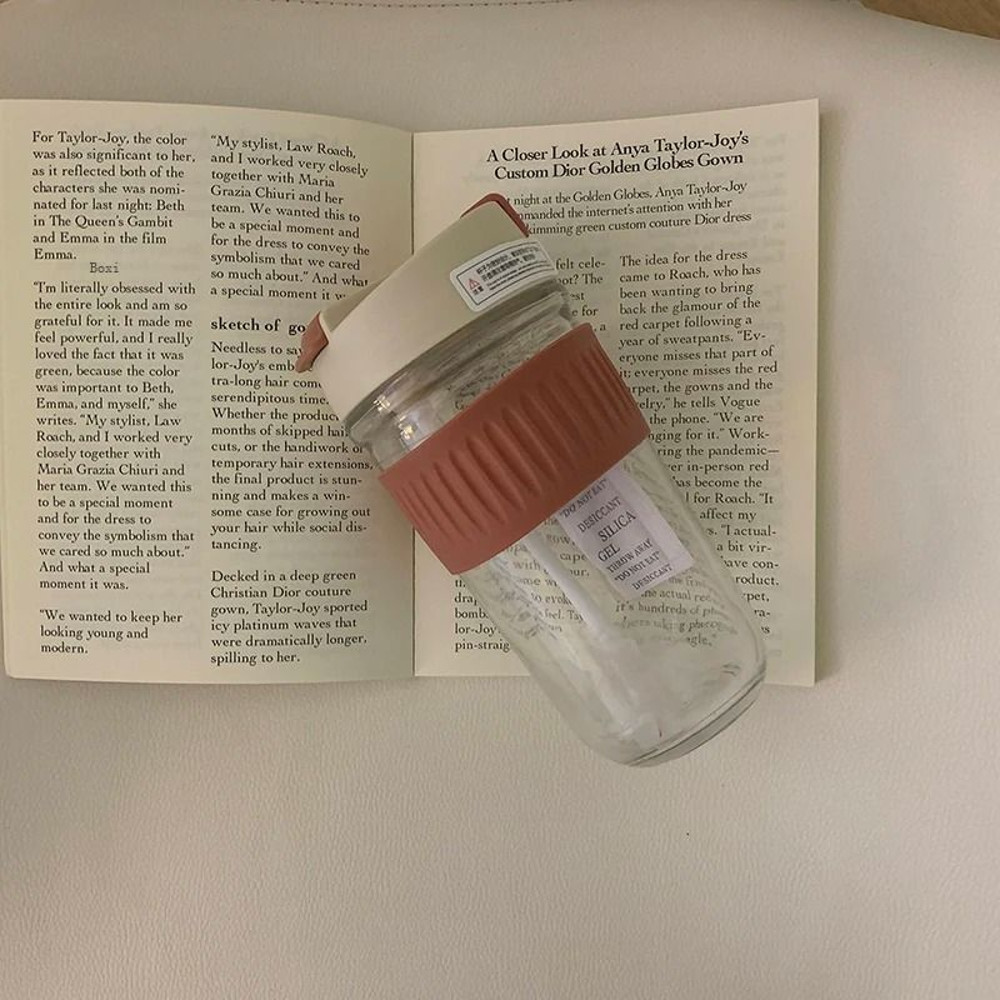 Korean Glass Water Bottle With Lid And Straw For Coffee Tea Juice And Travel 13