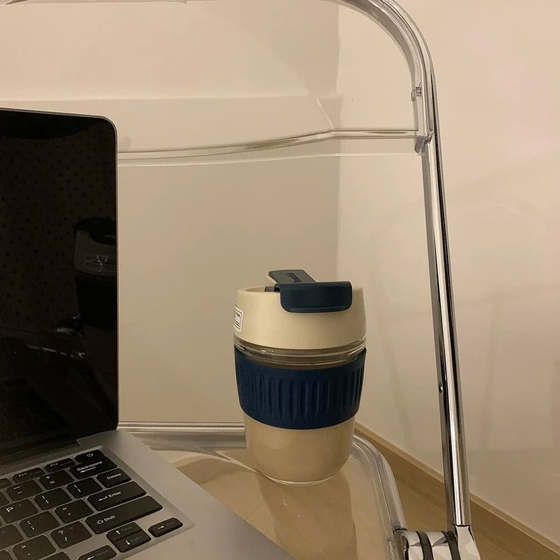 Korean Glass Water Bottle With Lid And Straw For Coffee Tea Juice And Travel 7