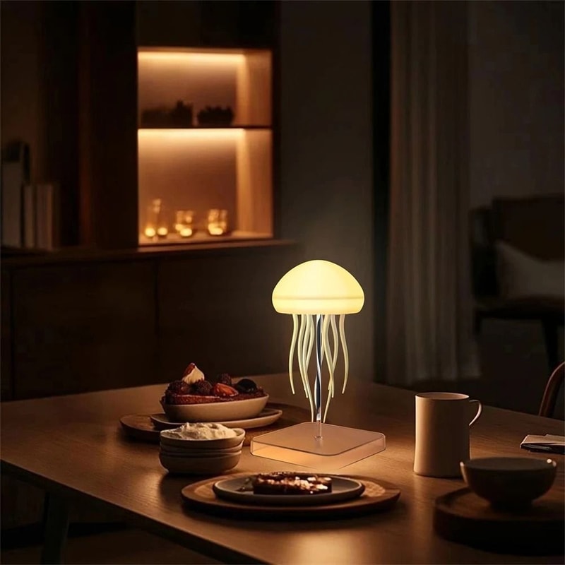 Cartoon Jellyfish 3D LED Night Light Voice Controlled RGB Table Lamp 0