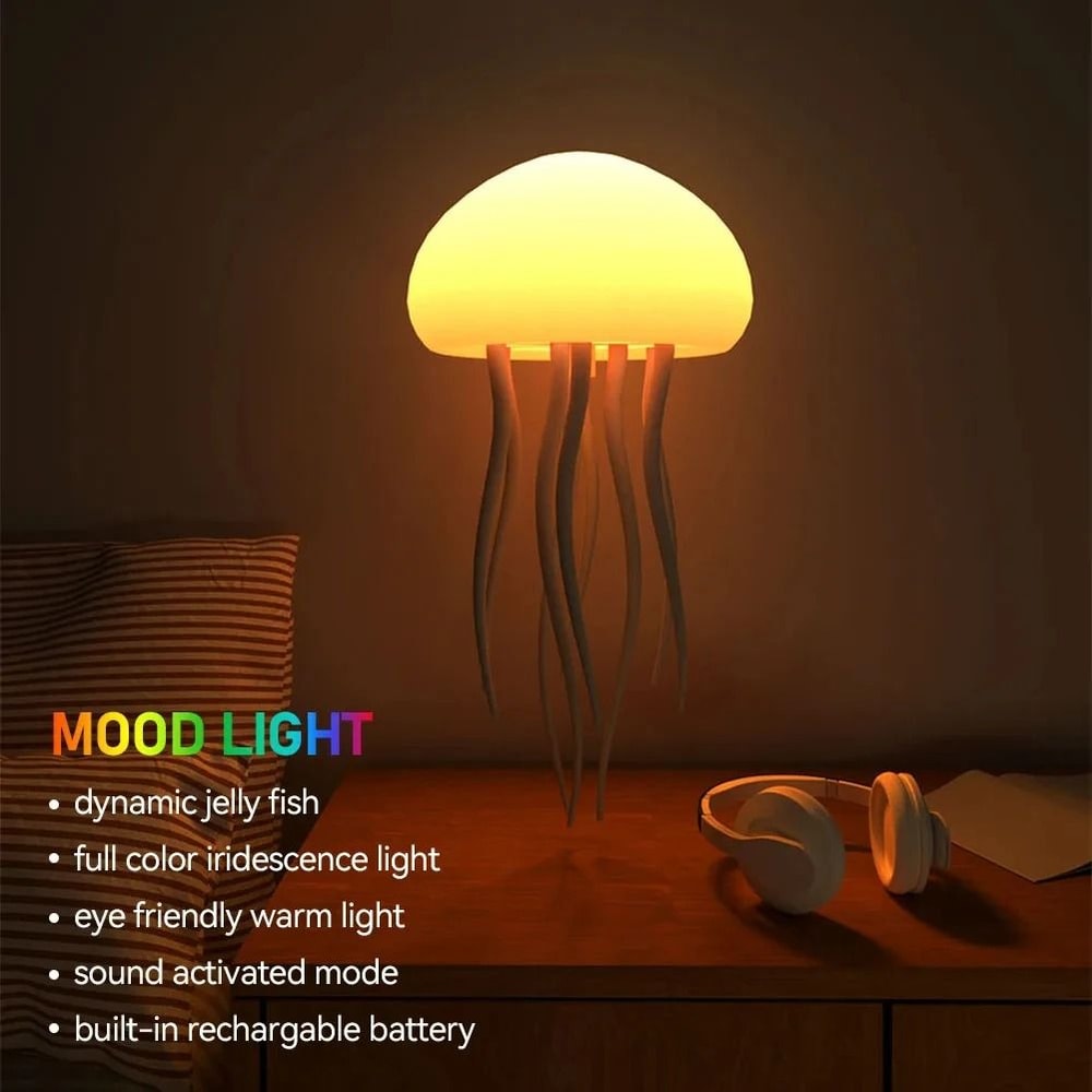 Cartoon Jellyfish 3D LED Night Light Voice Controlled RGB Table Lamp 3