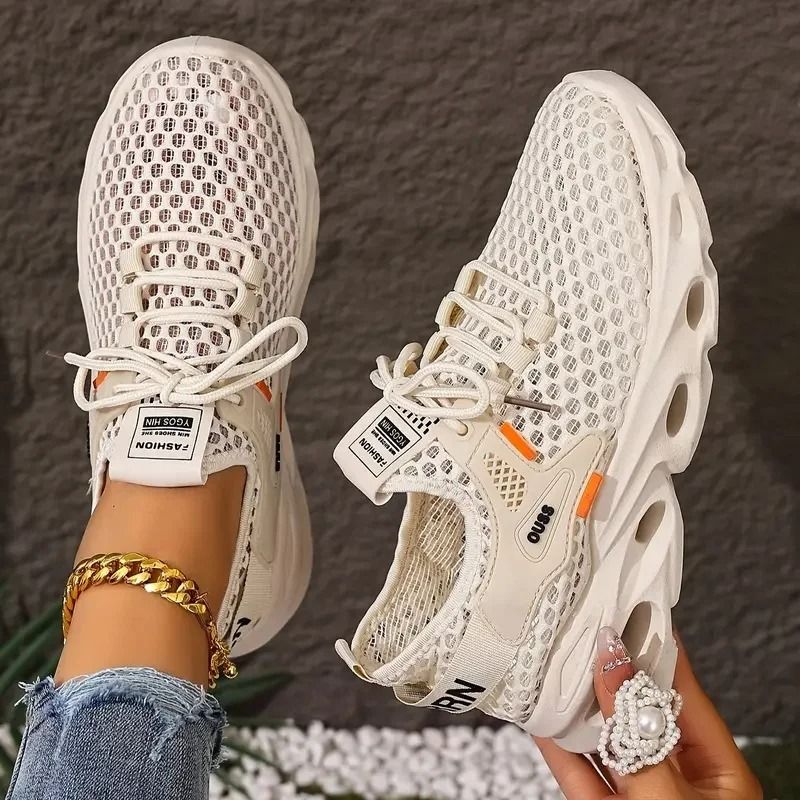 Womens Breathable Mesh Lace Up Sneakers Lightweight Walking Shoes 1