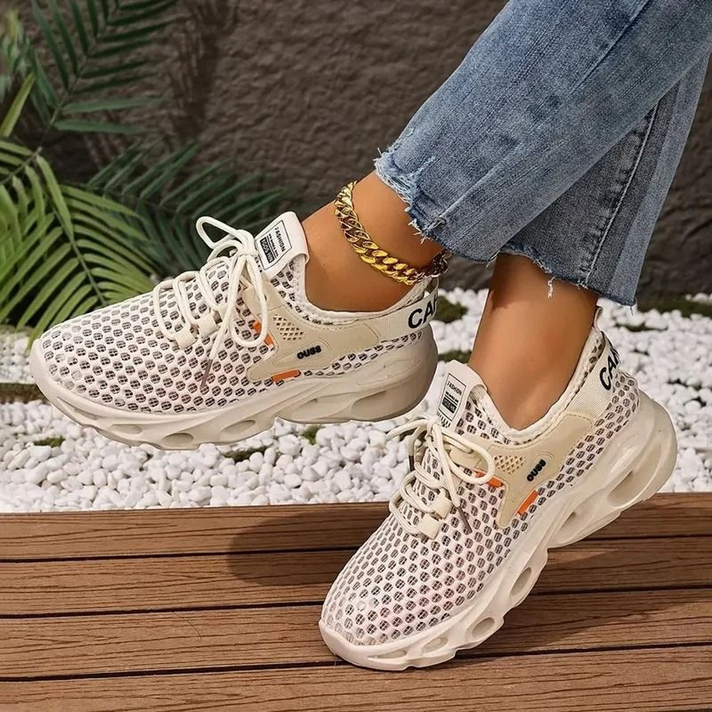 Womens Breathable Mesh Lace Up Sneakers Lightweight Walking Shoes 2