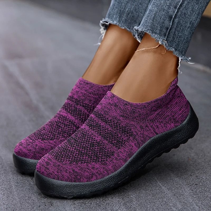 Womens Slip On Sock Sneakers Breathable Flat Sole Running Shoes 8