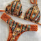 Womens RUOTONSEPT Print Halter Mini Thong High Cut Bikini Set 0