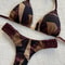 Womens RUOTONSEPT Print Halter Mini Thong High Cut Bikini Set 2
