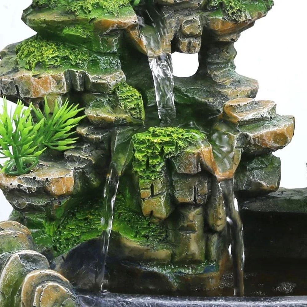 Indoor Resin Rockery Water Fountain With LED Light And Feng Shui Desktop Decoration 0