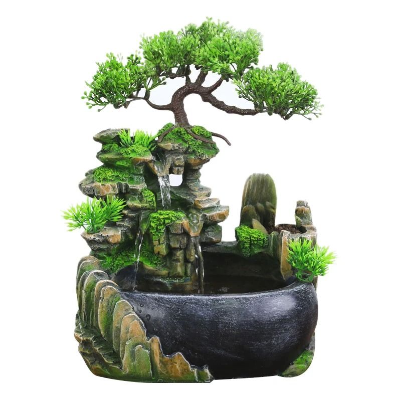 Indoor Resin Rockery Water Fountain With LED Light And Feng Shui Desktop Decoration 2