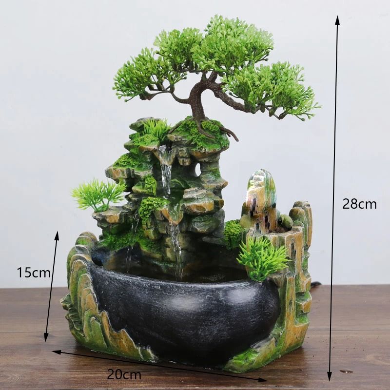 Indoor Resin Rockery Water Fountain With LED Light And Feng Shui Desktop Decoration 3