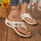 Womens Metal Decor Wedge Flip Flops Lightweight Non Slip Summer Sandals 1