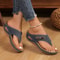 Womens Metal Decor Wedge Flip Flops Lightweight Non Slip Summer Sandals 4