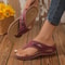 Womens Metal Decor Wedge Flip Flops Lightweight Non Slip Summer Sandals 5