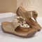 Womens Floral Platform Flip Flops Lightweight Vintage Wedge Sandals 7