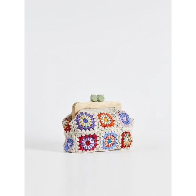 Granny Square Crochet Clutch Bag With Vintage Clasp 1