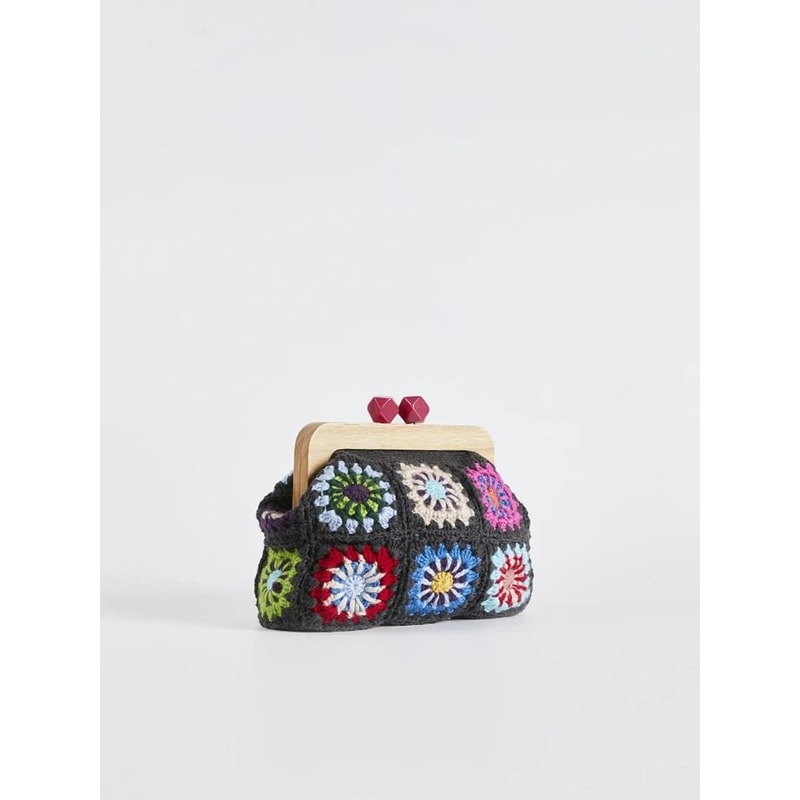 Granny Square Crochet Clutch Bag With Vintage Clasp 4