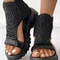 Braided Knit Elastic Platform Sandals With Back Zipper 5