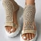 Braided Knit Elastic Platform Sandals With Back Zipper 7