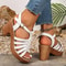 Hollow Weaving Chunky Heel Sandals Ankle Strap Platform Casual Beach Shoes 3