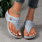 Woman Leather Non Slip Soft Platform Flip Flops Summer Wedge Sandal With Heel Orthopedic 8