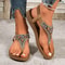 Fashion Rhinestone Bohemian Clip Toe Flats Elastic Band Sandals 0