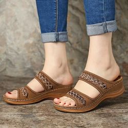 roman wedge platform sandals ankle strap soft footbed summer casual footwear