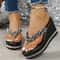 Beaded Wedge Platform Clip Toe Slippers Women Summer Chunky High Heel Sandals 6