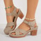 Closed Toe Chunky Heel Ankle Strap Platform Sandals Plus Size Anti Slip Summer Footwear 0