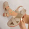 Closed Toe Chunky Heel Ankle Strap Platform Sandals Plus Size Anti Slip Summer Footwear 1