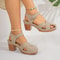 Closed Toe Chunky Heel Ankle Strap Platform Sandals Plus Size Anti Slip Summer Footwear 2