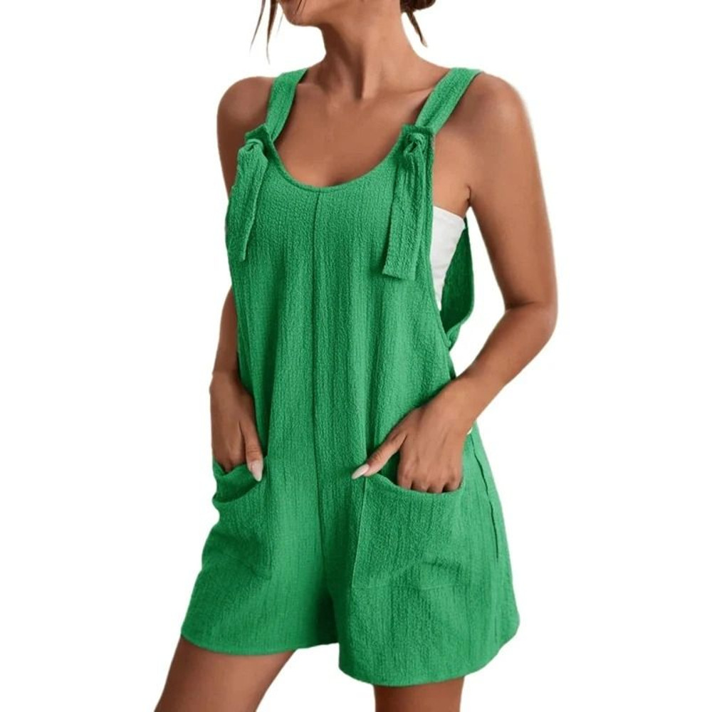 Women Strappy Sleeveless Loose Short Jumpsuit With Pockets Casual Summer Overalls 10