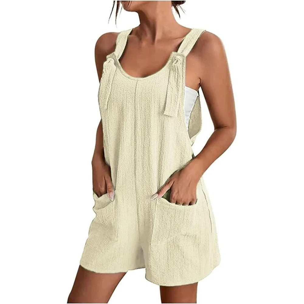 Women Strappy Sleeveless Loose Short Jumpsuit With Pockets Casual Summer Overalls 13