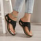 Woman Leather Non Slip Soft Platform Flip Flops Summer Wedge Sandal Orthopedic 2