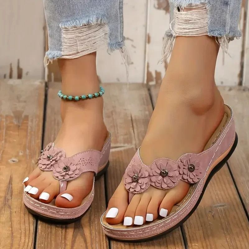 Women Floral Slip On Summer Beach Slides Casual Comfortable Outdoor Sandals 9