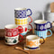 Japanese Flower Retro Ceramic Mug Set 300ml Stylish Drinkware 0